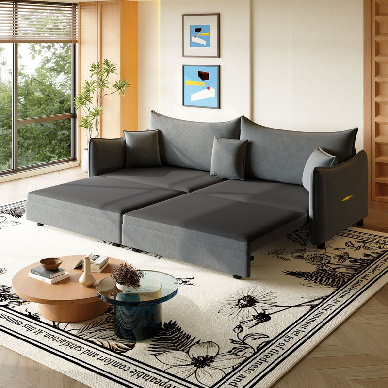 King Pull Out Sofa Bed, 3-In-1 Convertible Bed With 3 Pillows by HouseOfZazla