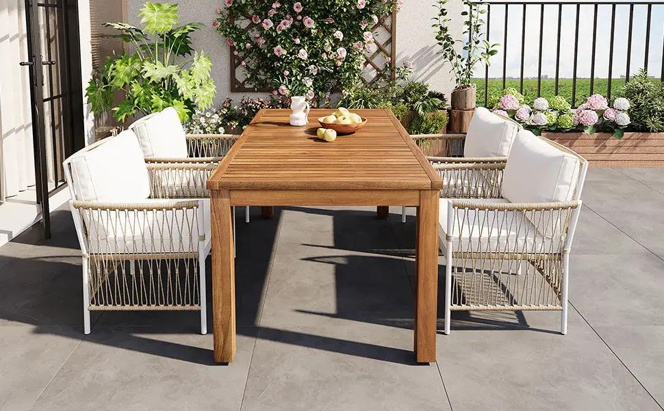 TOPMAX Patio 5pcs Wooden Dining Table Set by HouseOfZazla