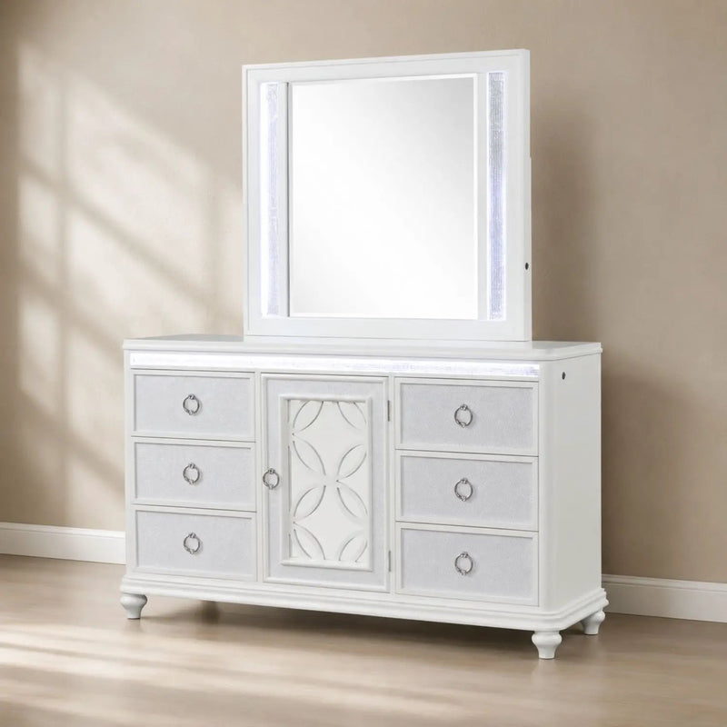 Abigale - 6 Drawer Dresser With LED (Includes Dresser Only, Mirror Not Included) - White by HouseOfZazla