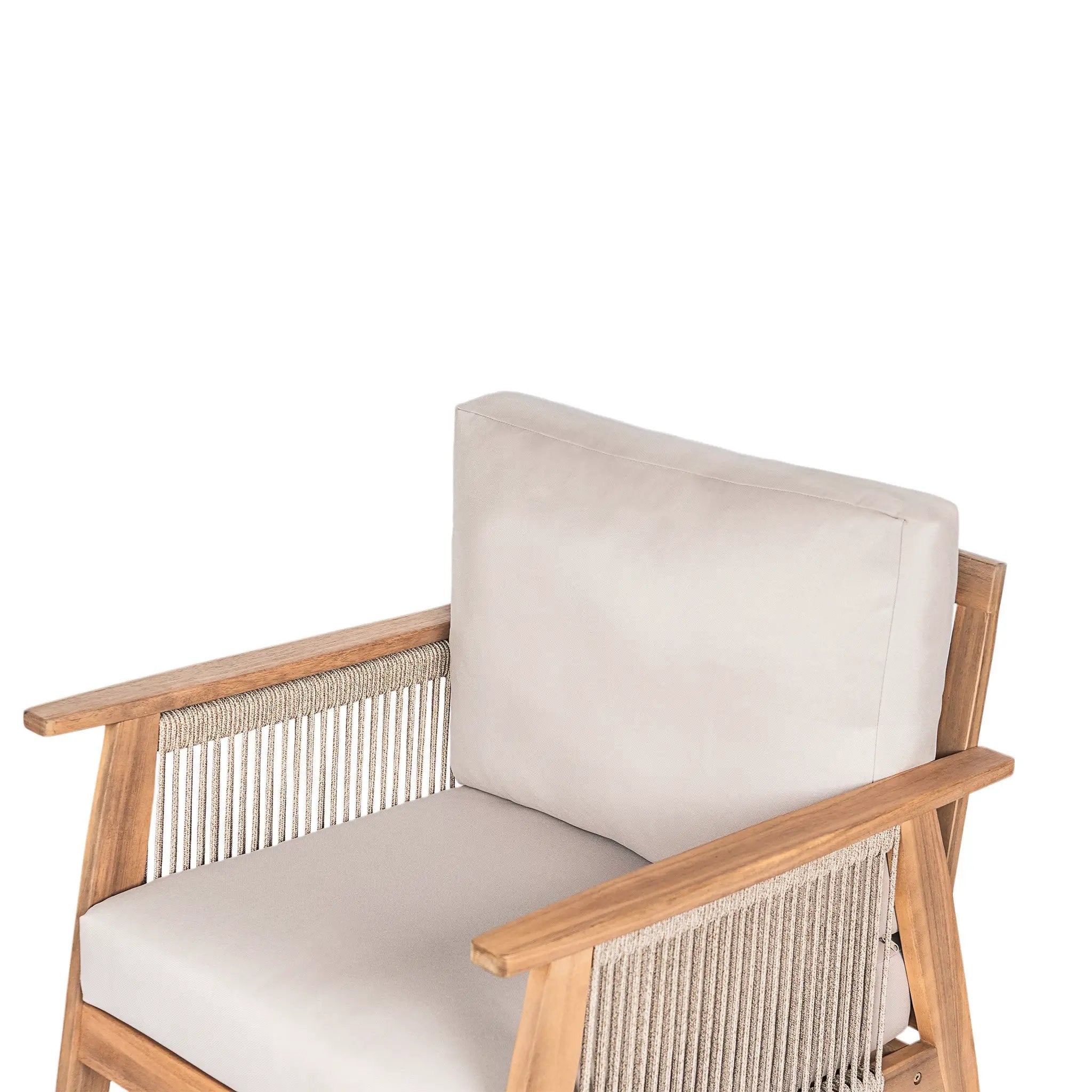 Outdoor Acacia Wood and Rope Patio Chair with Cushions (Set of 2) by HouseOfZazla
