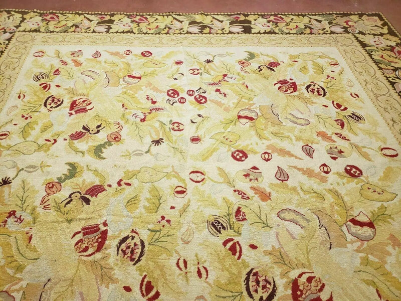 9' X 11' Handmade Chinese Needlepoint Wool Floral Rug Carpet Rose Garden Chic by Jewel Rugs