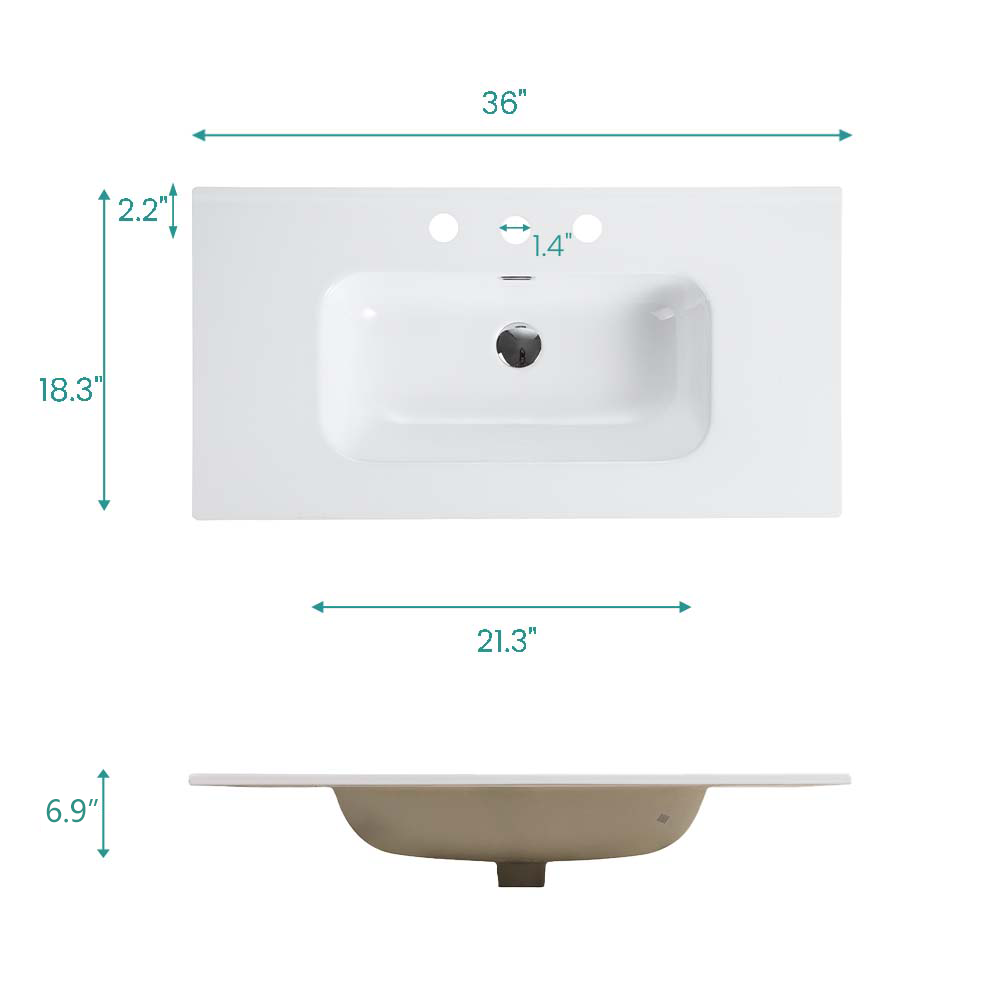 Abay Home Glossy White Ceramic Integrated Bathroom Vanity Sink by HouseOfZazla