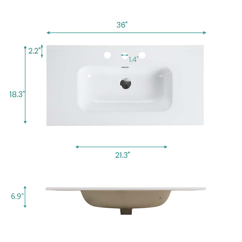 Abay Home Glossy White Ceramic Integrated Bathroom Vanity Sink by HouseOfZazla
