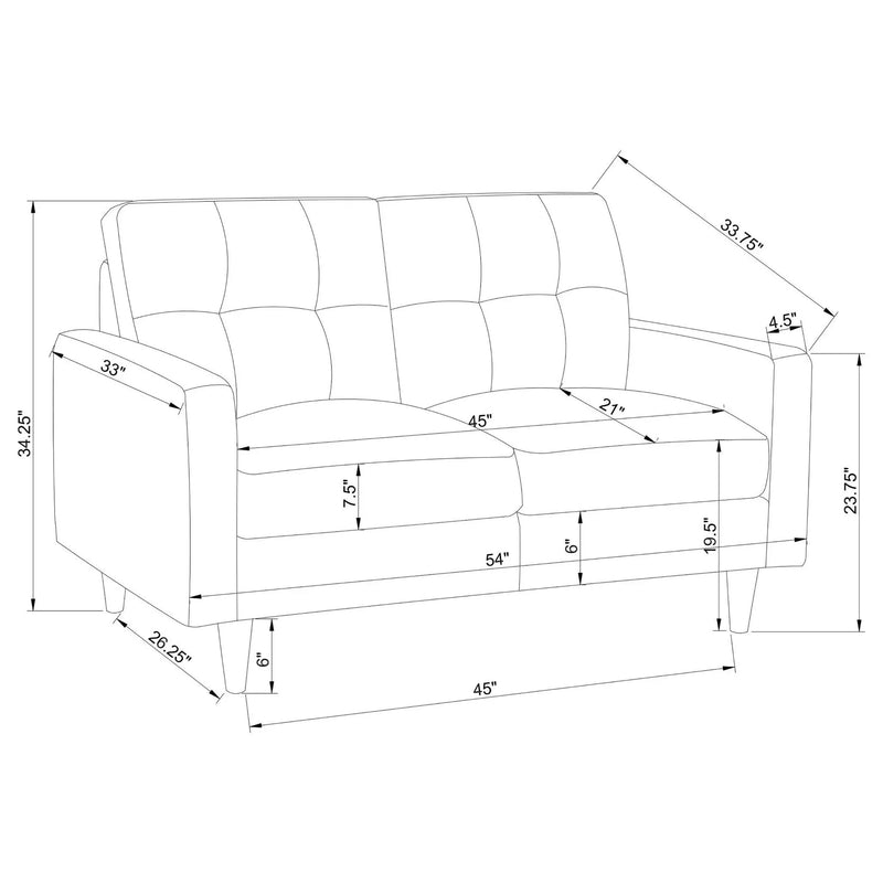 Gavito - Retro Tufted Loveseat With Track Arm - Gray by HouseOfZazla