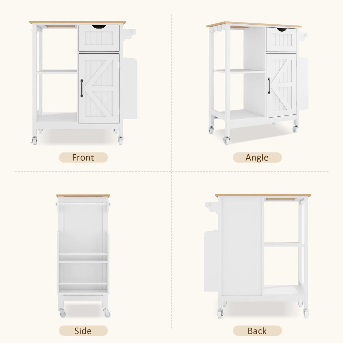 Kitchen Island Cart with Mobile Storage Cabinets by HouseOfZazla