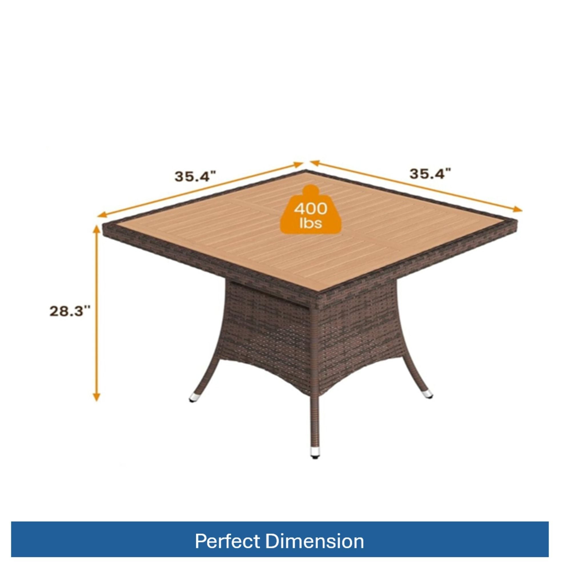 All-Weather Square Rattan Patio Dining Table by HouseOfZazla