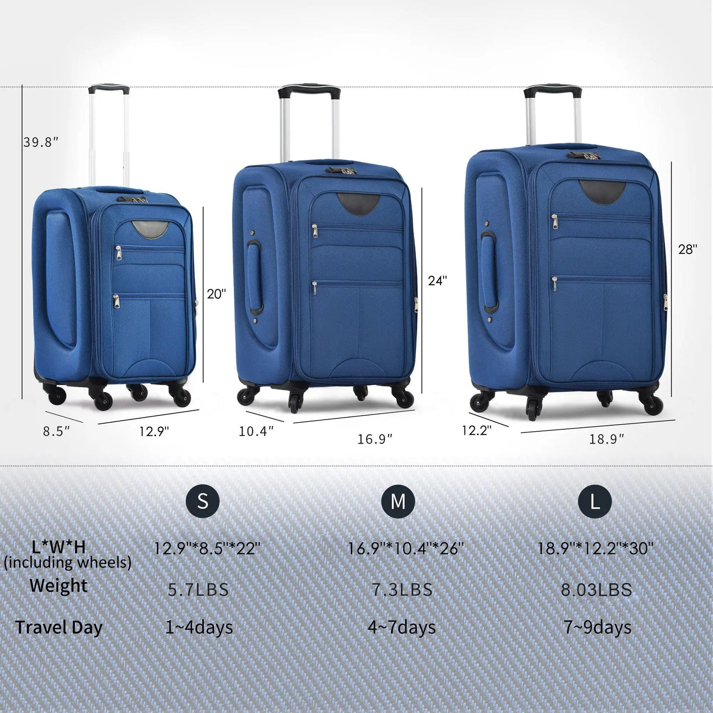 Softside Luggage Expandable 3 Piece Set Suitcase Upright Spinner Softshell Lightweight Luggage Travel Set by HouseOfZazla
