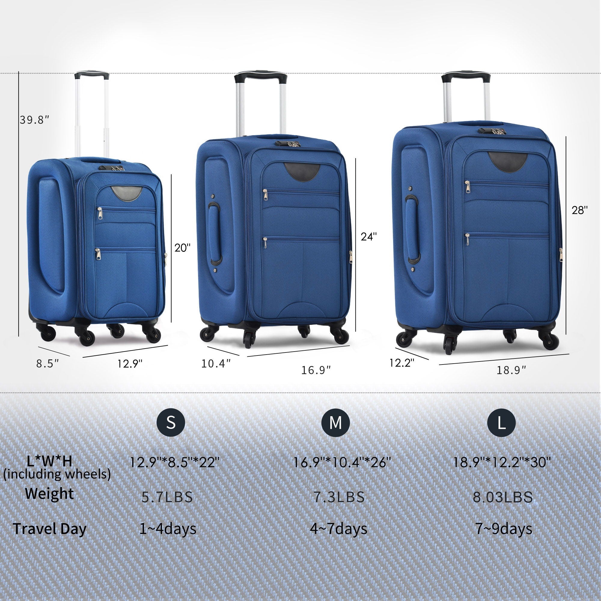 Softside Luggage Expandable 3 Piece Set Suitcase Upright Spinner Softshell Lightweight Luggage Travel Set by HouseOfZazla