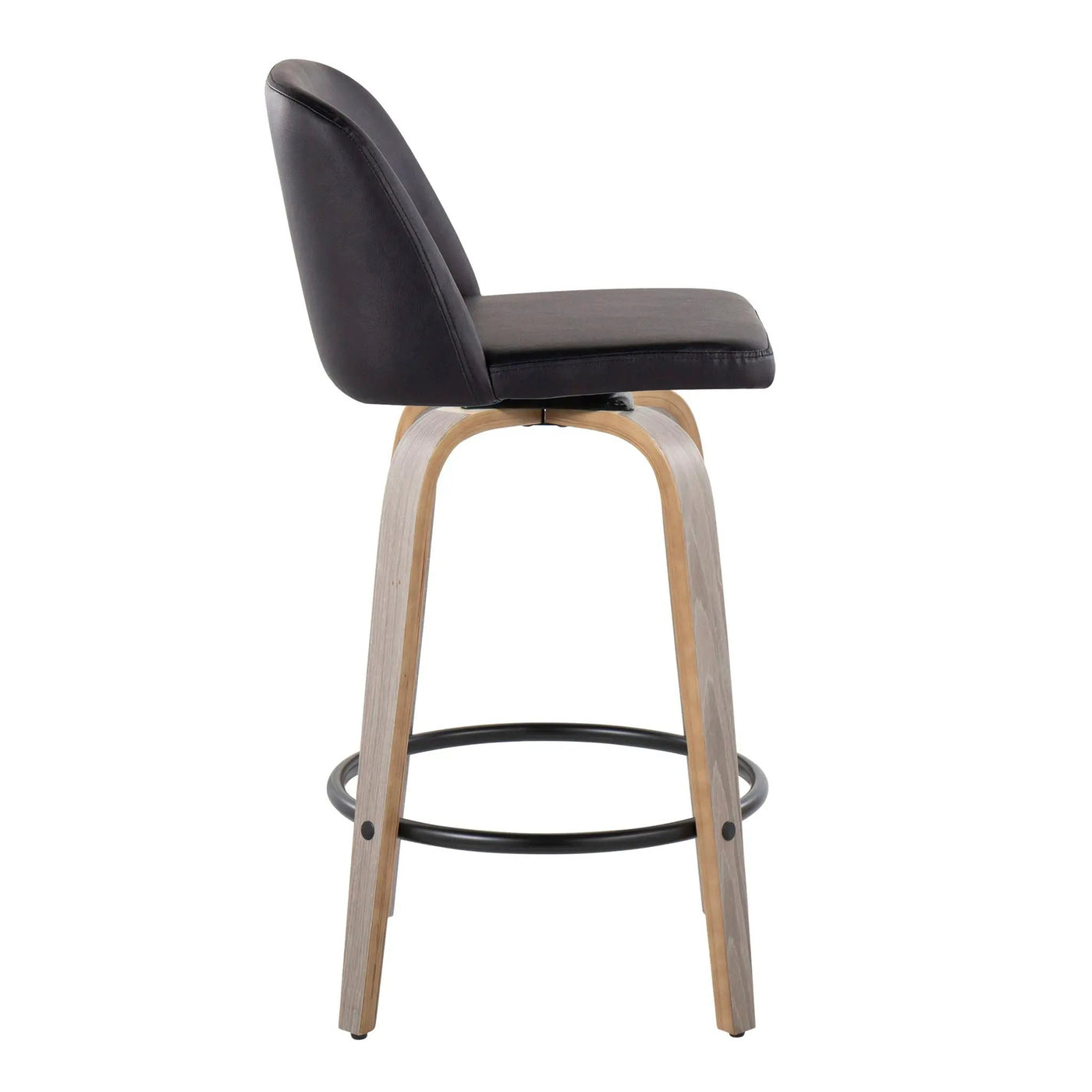 Toriano - Contemporary Fixed Height Counter Stool With Swivel & Round Footrest (Set of 2) by HouseOfZazla