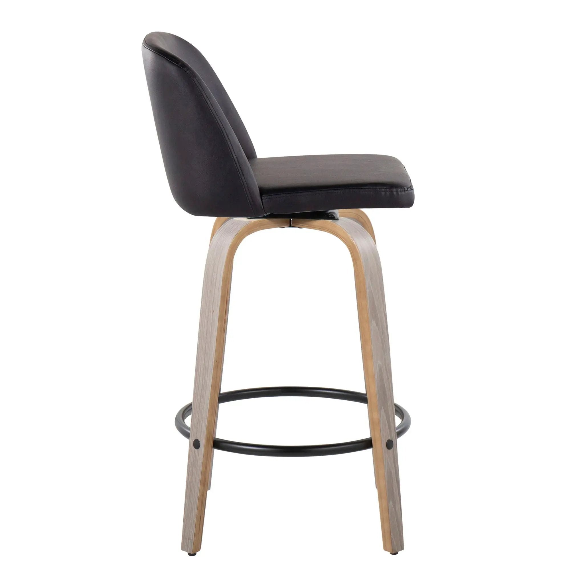 Toriano - Contemporary Fixed Height Counter Stool With Swivel & Round Footrest (Set of 2) by Unique Piece Furniture