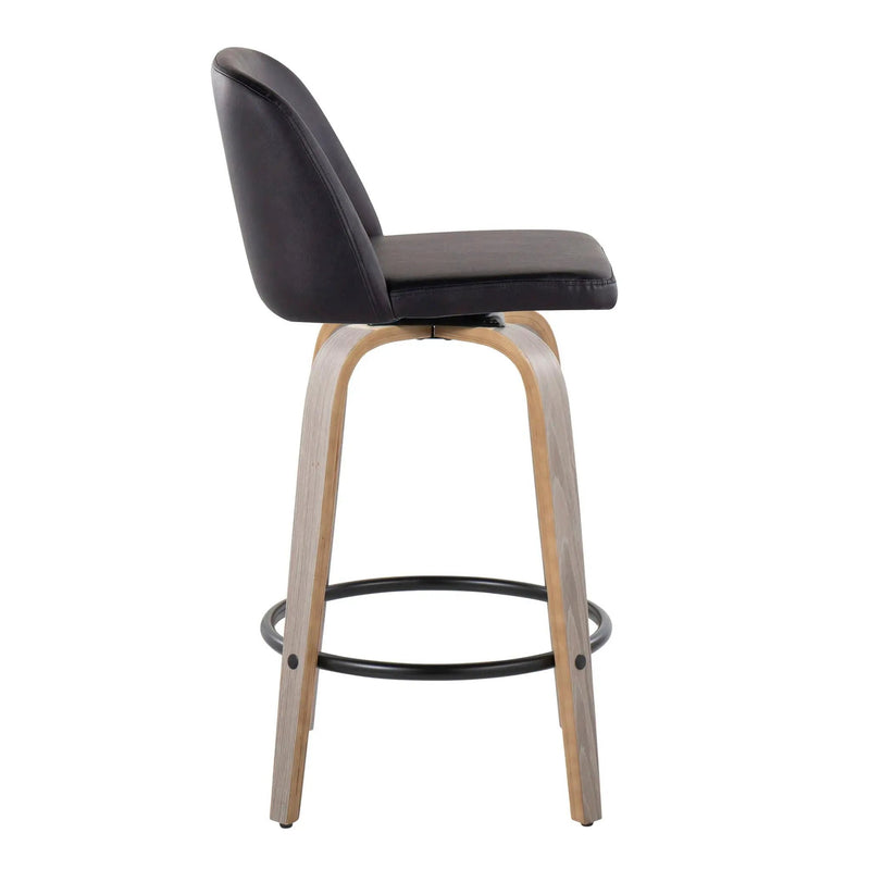 Toriano - Contemporary Fixed Height Counter Stool With Swivel & Round Footrest (Set of 2) by Unique Piece Furniture