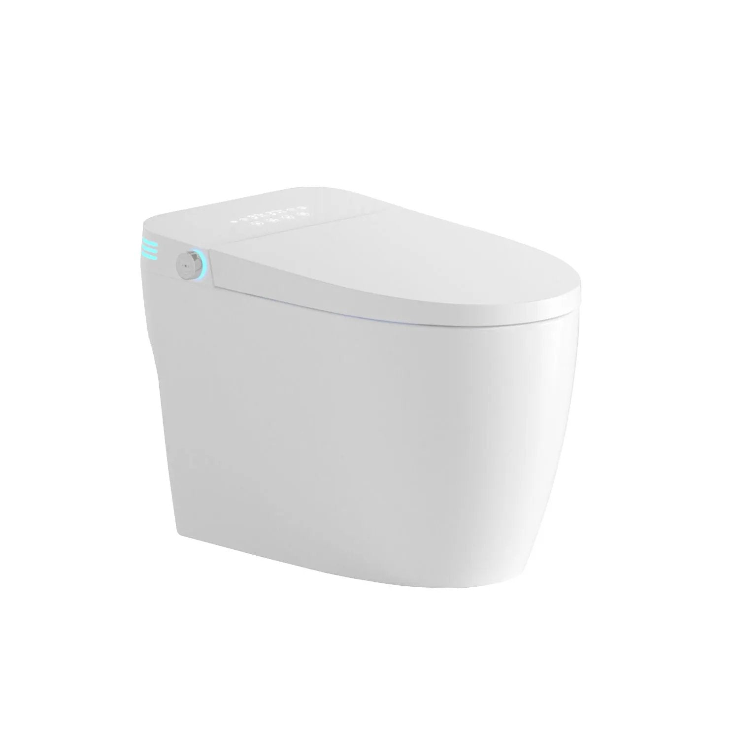 Tankless Smart Toilet With Bidet Built In, 1 Piece Bidet Toilet Seat, Auto Flush, Heated Seat, Warm Water And Dry, Adjustable Temp, Remote Control Side Know - White by HouseOfZazla