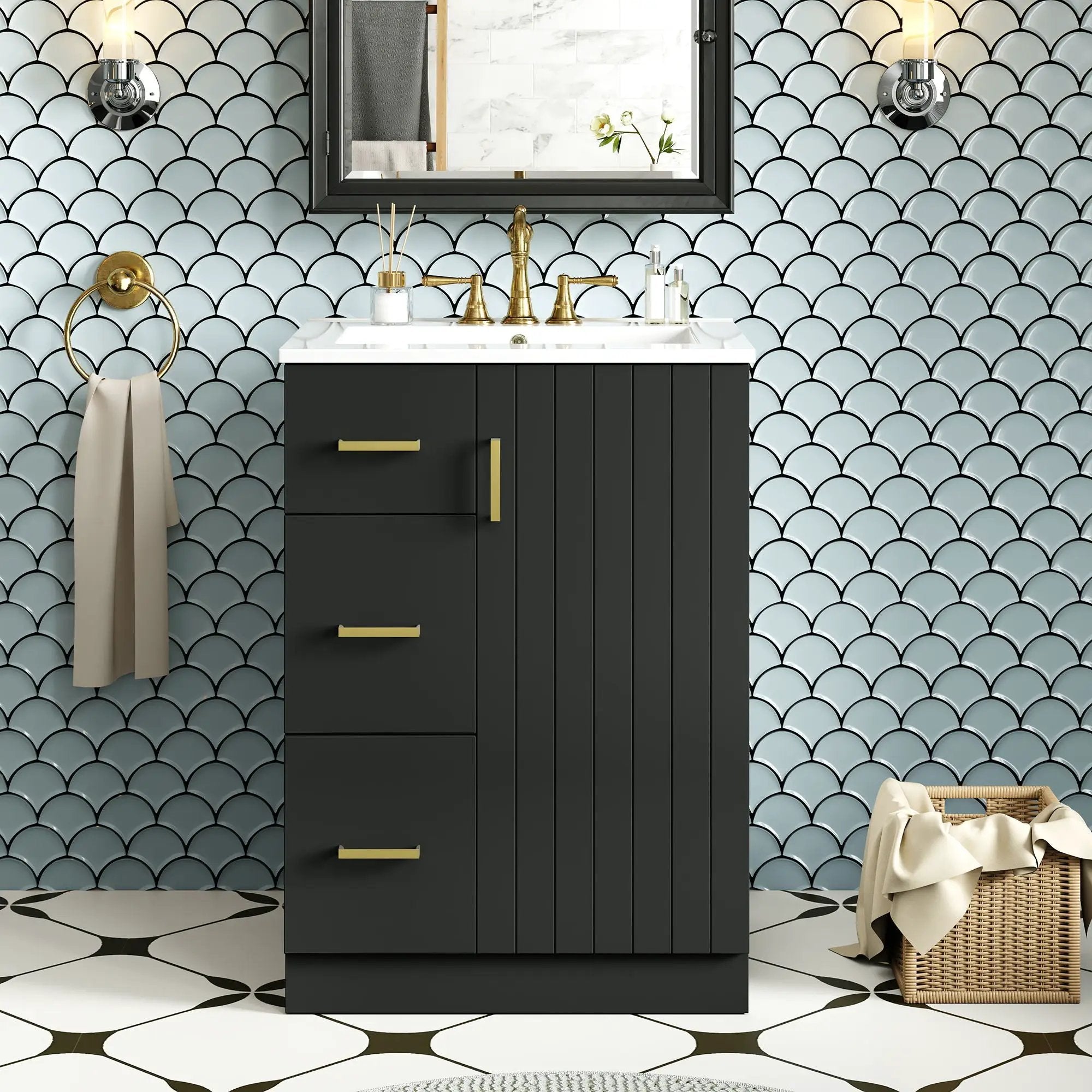 Bathroom Vanity With Under Mount Sink, 2 Drawers And Soft Closing Door
