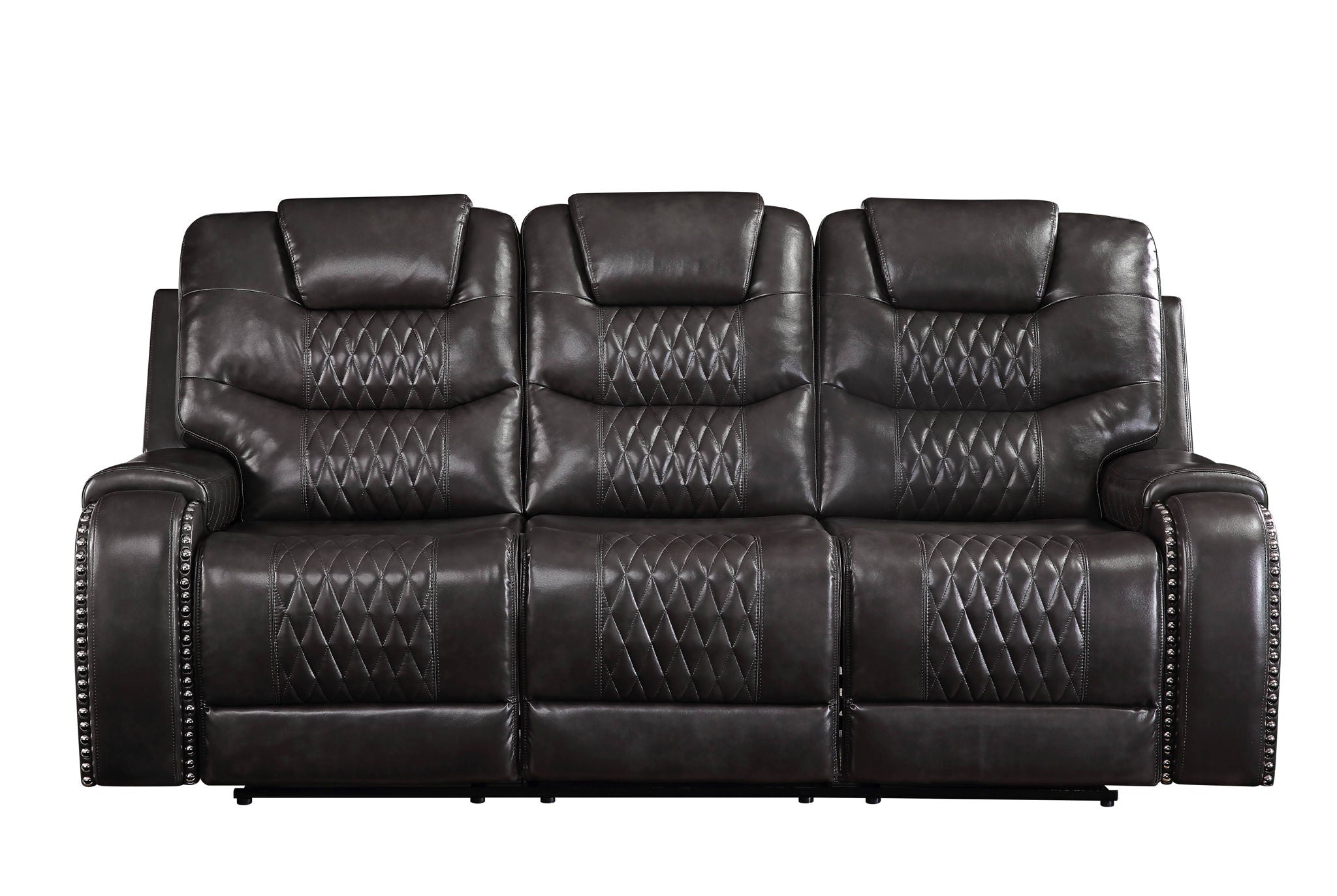 Braylon - Magnetite Synthetic Leather Manual Recliner Sofa - Brown by HouseOfZazla