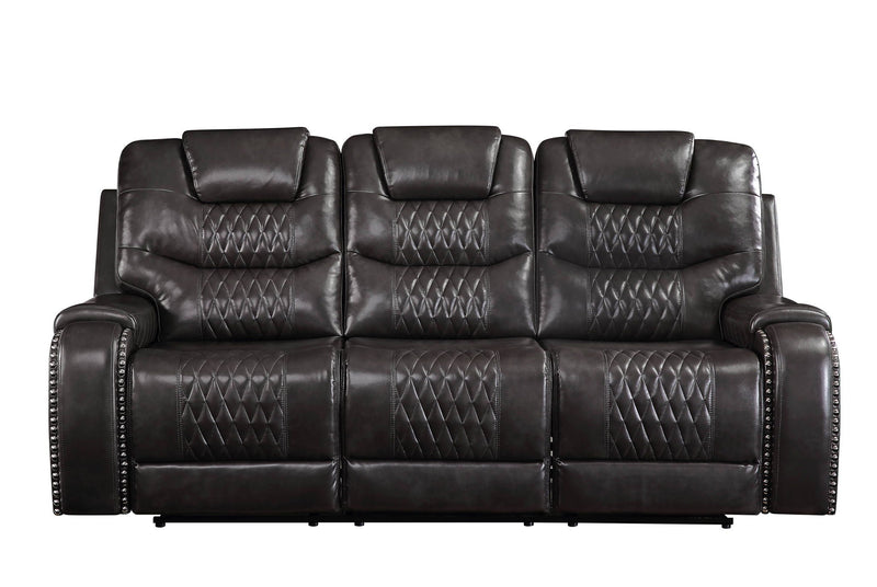 Braylon - Magnetite Synthetic Leather Manual Recliner Sofa - Brown by HouseOfZazla