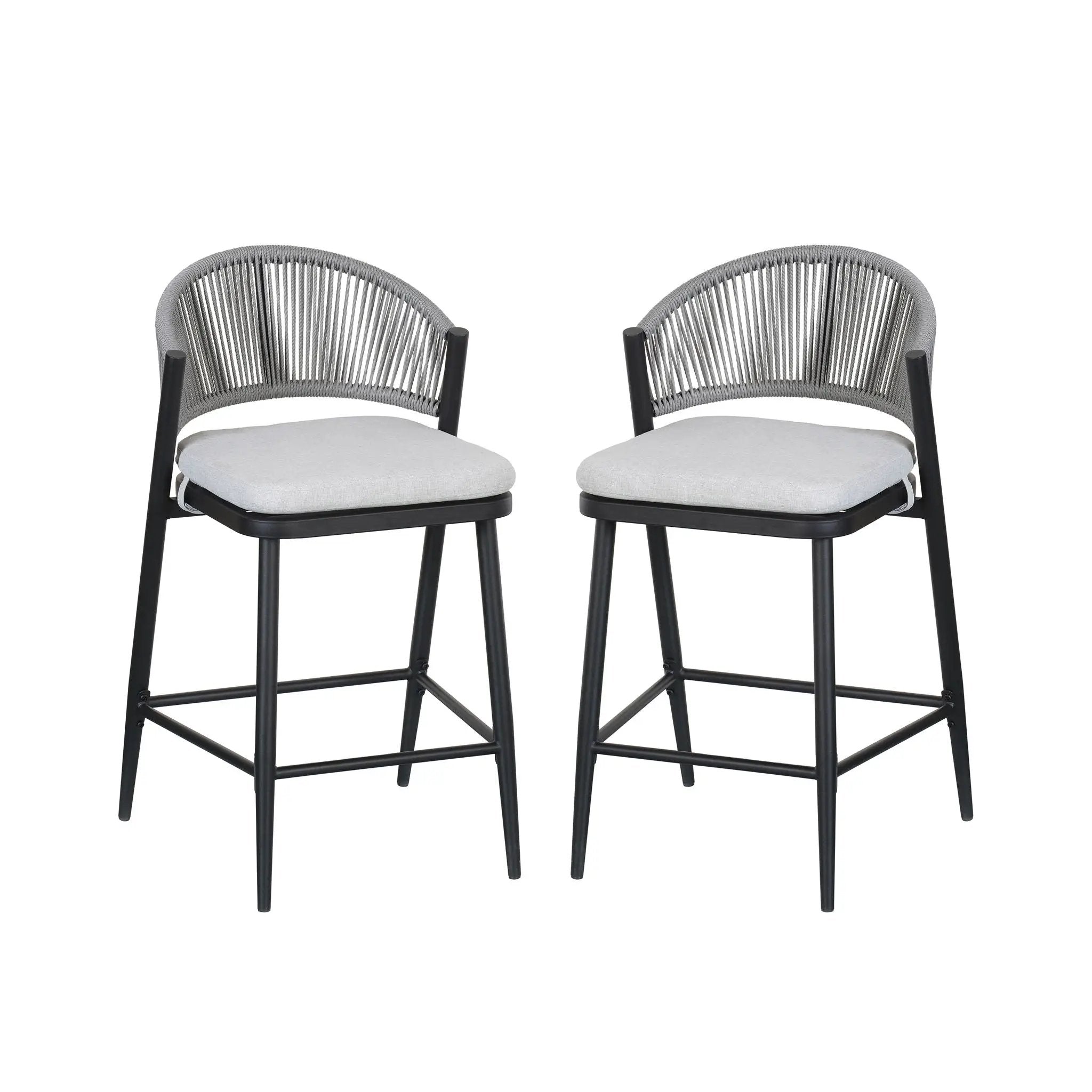 Outdoor 26" Counter Height Metal Frame Counter Stools With Scallop Shaped Backrest & Water Resistant Cushions by HouseOfZazla