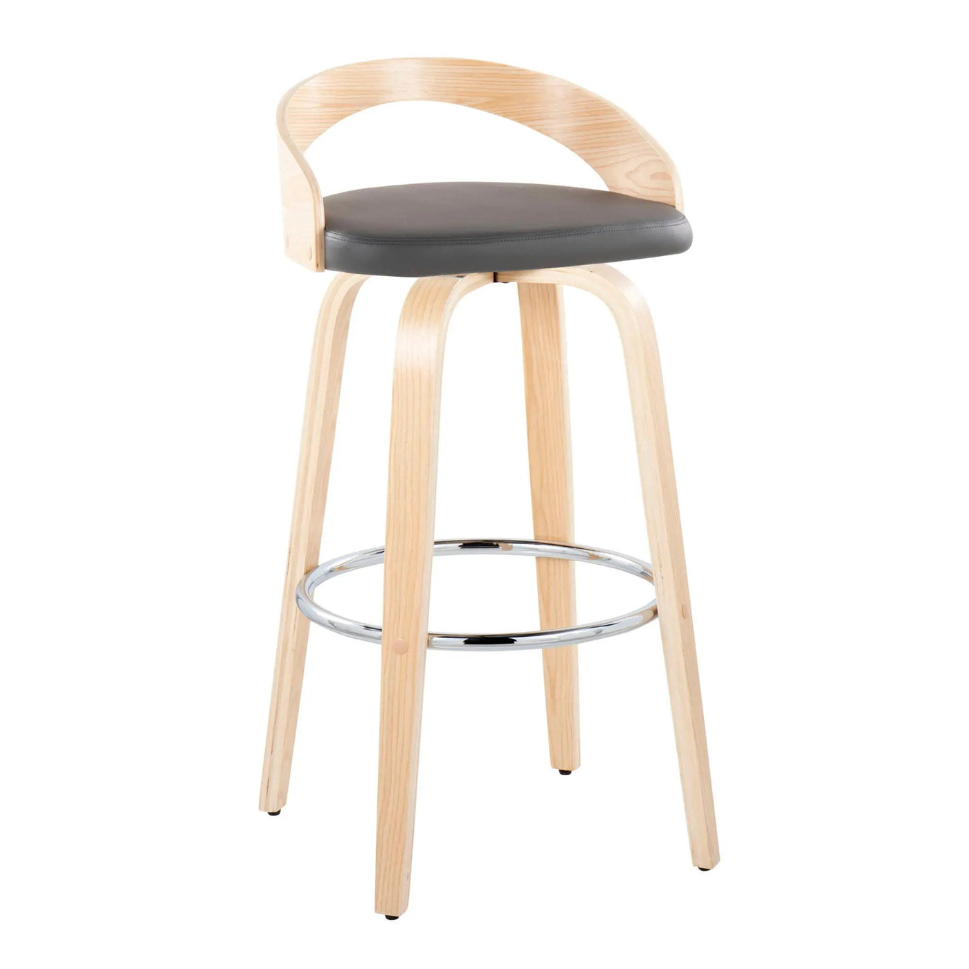 Grotto - Contemporary Fixed-Height Barstool With Swivel With Round Footrest (Set of 2) by HouseOfZazla