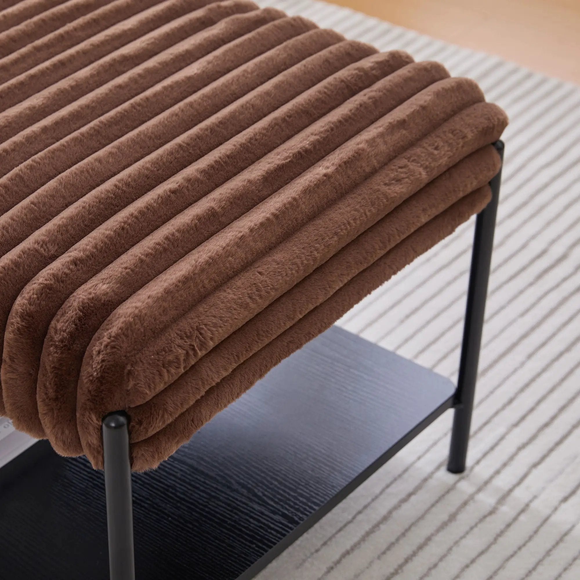 Upholstered Ottoman Coffee Table Foot Rest With Open Storage by Unique Piece Furniture