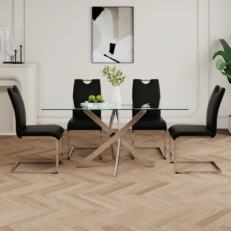 Modern Dining Chairs With Padded Seat And Metal Legs
