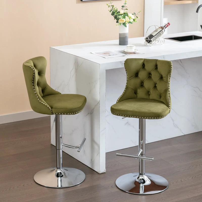 Swivel Adjustable Height Barstools Set of 2 by HouseOfZazla