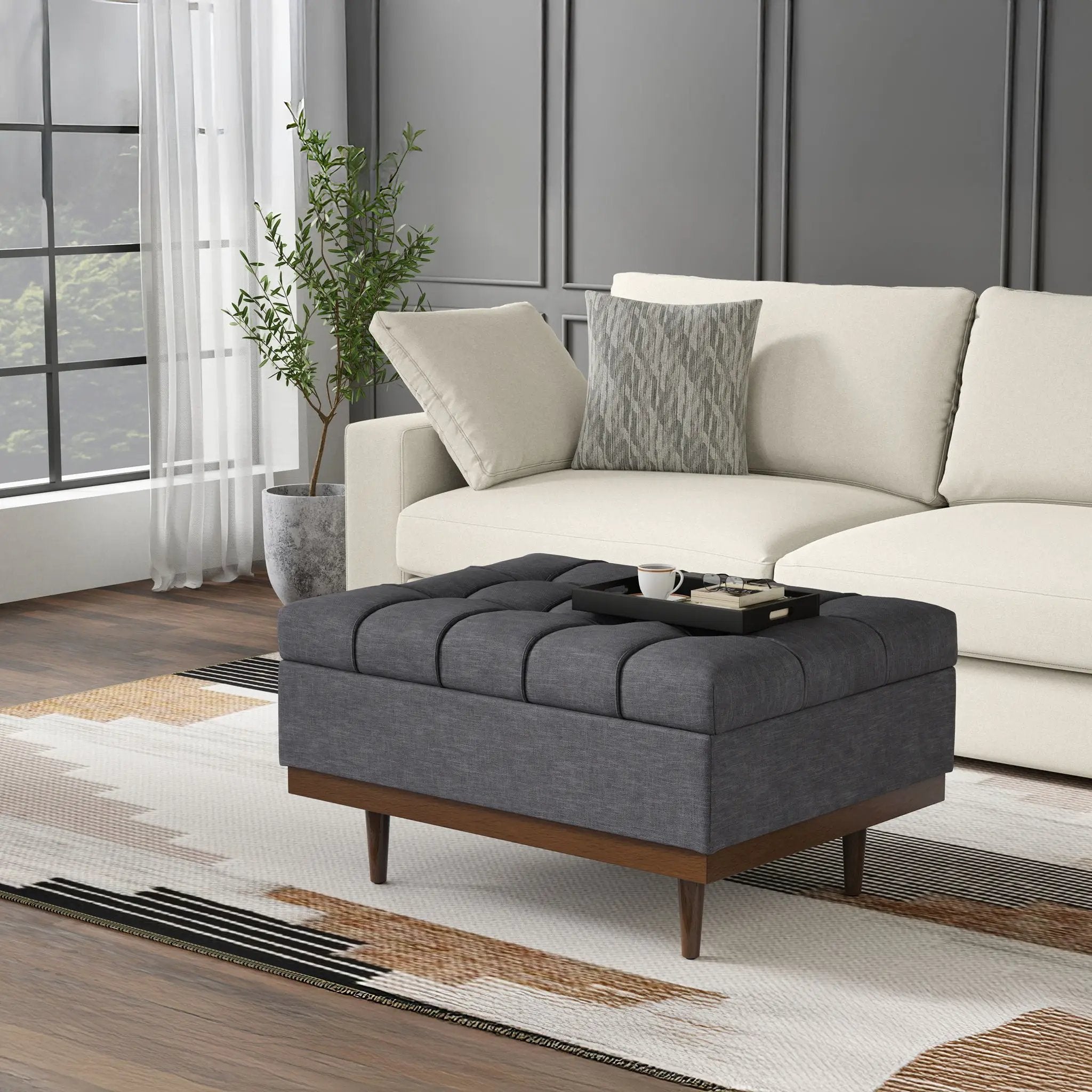 Mariah - Upholstered Lift Top Table Storage Ottoman by Unique Piece Furniture