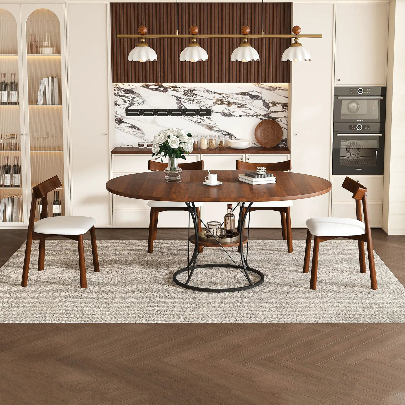 Round Extendable Dining Table Set With Chairs by Unique Piece Furniture