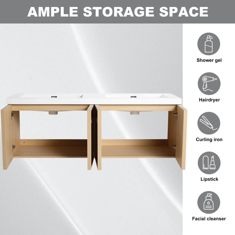 Wall-Mounted Bathroom Vanity With Resin Sink And Soft Closing Doors by Unique Piece Furniture