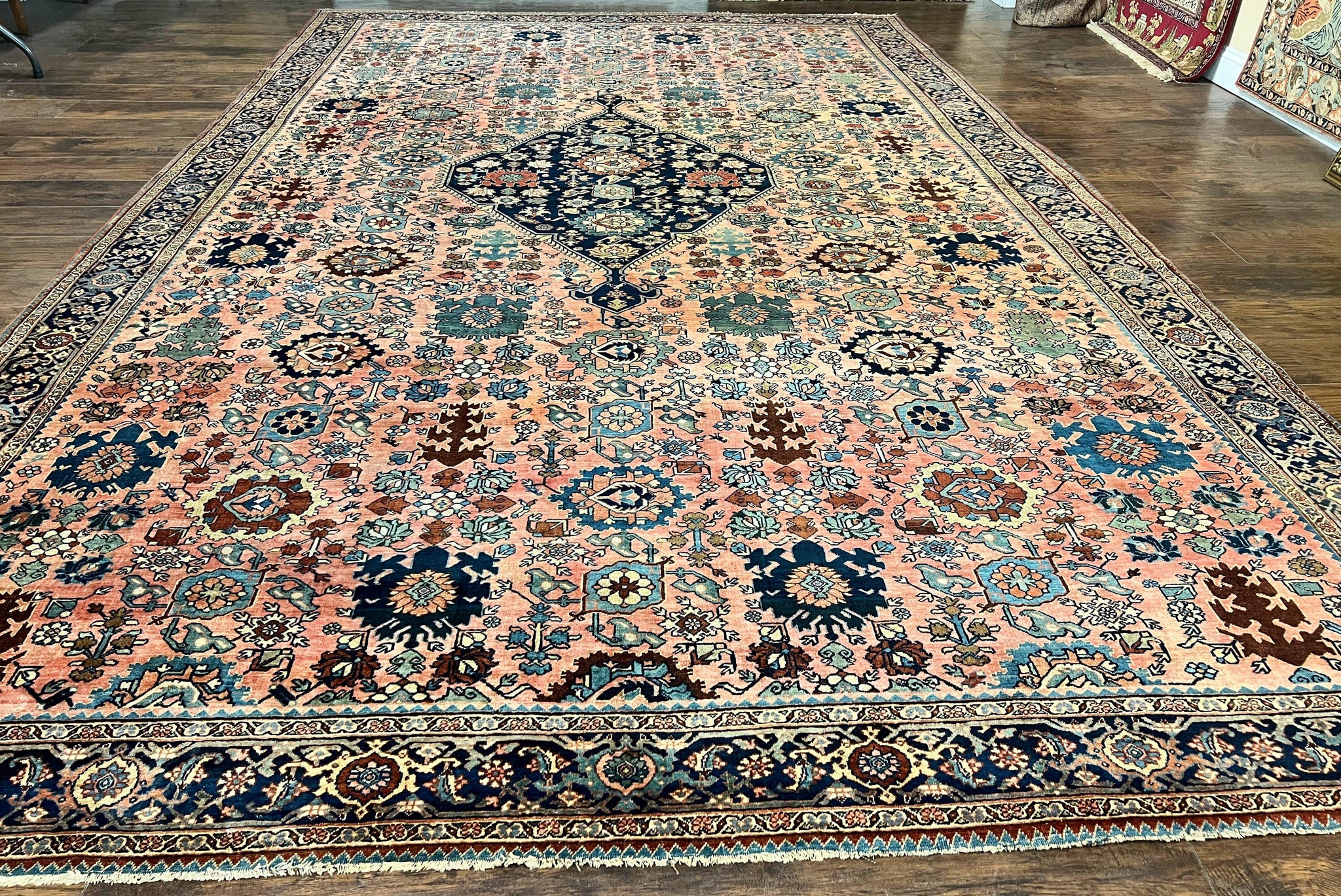Rare Persian Sarouk Farahan Rug 9x15 – Antique Wool Carpet, Signed By Master Weaver by Jewel Rugs