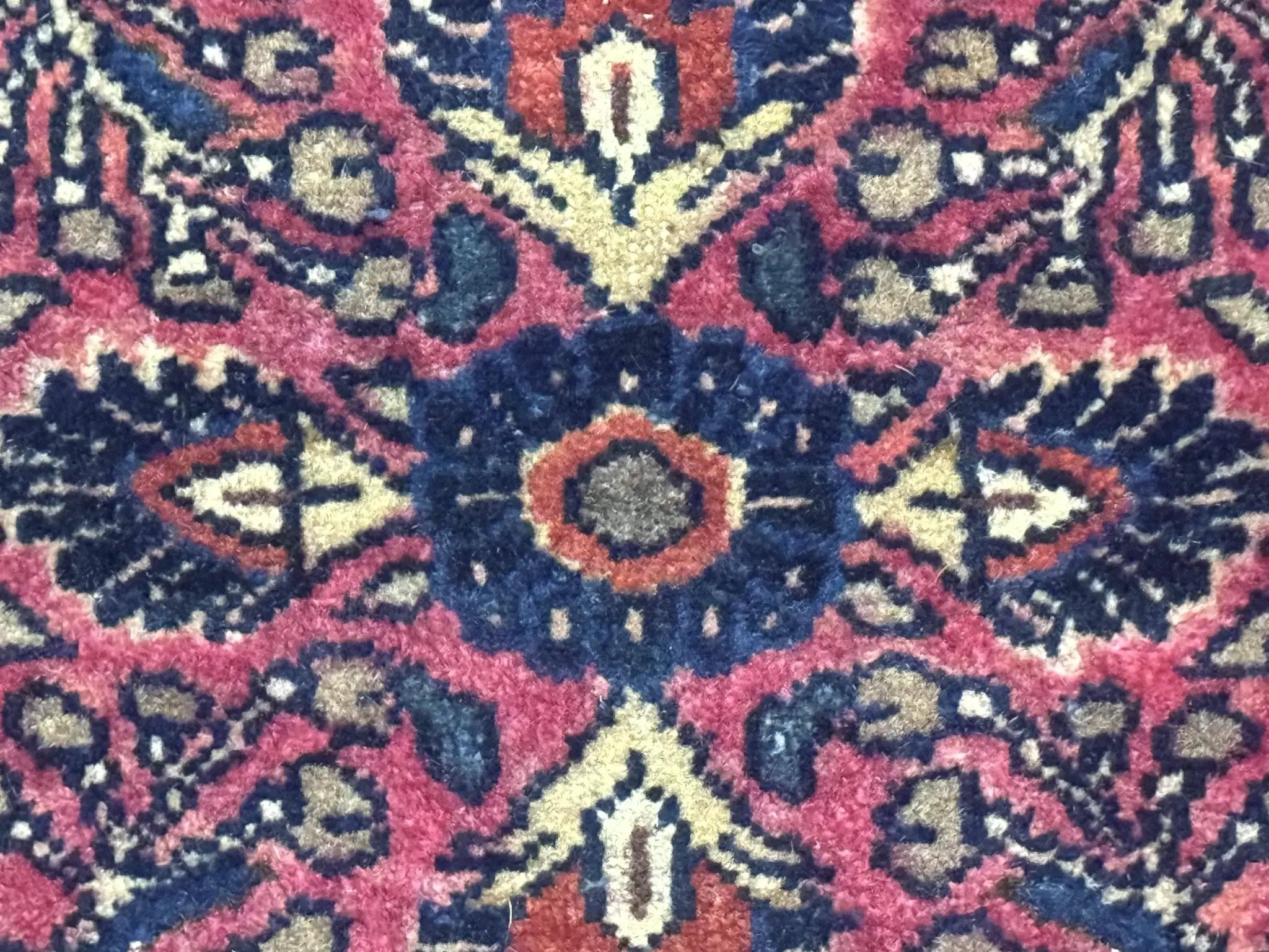 Small Antique Persian Sarouk Rug 2x2 ft, Red 1920s Wool Rug by Jewel Rugs