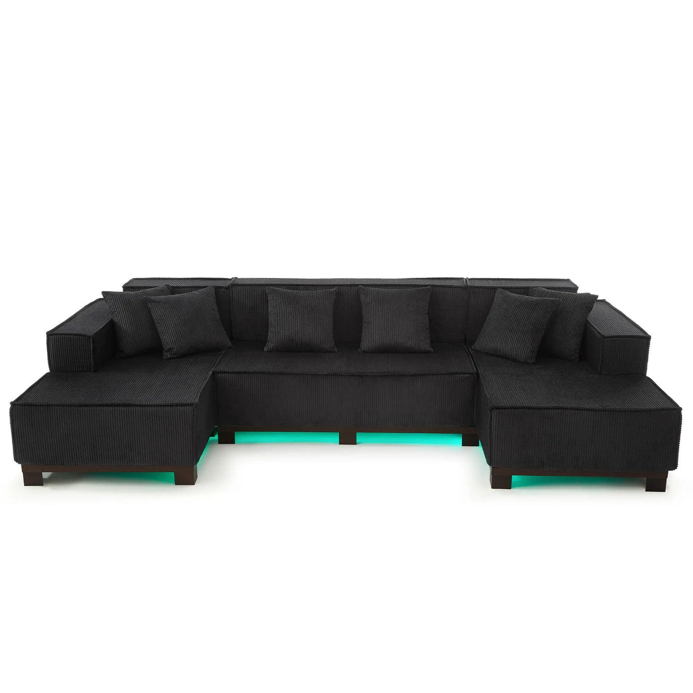U-Shaped Sectional Sofa With RGB LED Light Strip And 6 Pillows by HouseOfZazla
