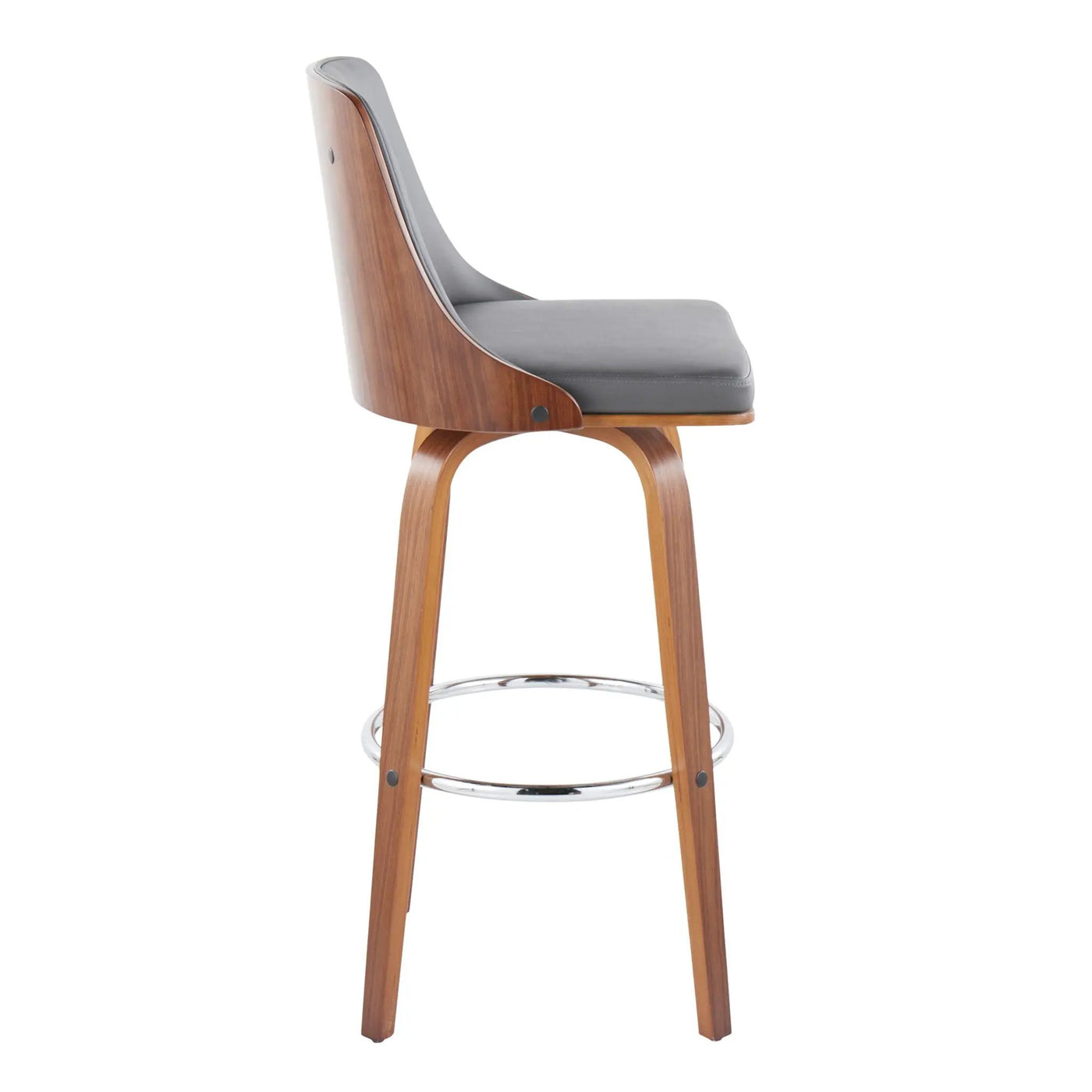 Gianna - Mid Century Modern Fixed Height Barstool With Swivel With Round Footrest (Set of 2) by HouseOfZazla
