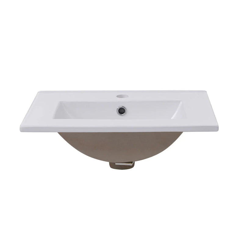 Modern Small Bathroom Vanity Cabinet With Ceramic Basin, Ample Storage, 1 Soft Close Door by HouseOfZazla