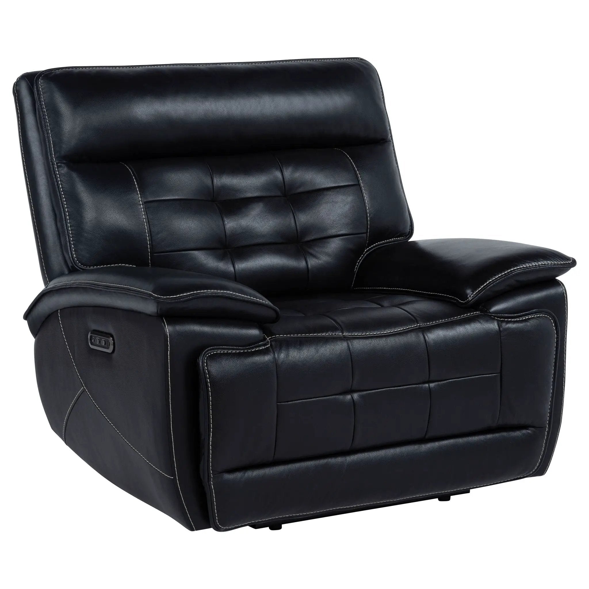 Hewitt Leather Upholstered Dual Power Recliner Chair Black by Unique Piece Furniture