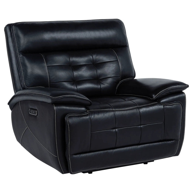 Hewitt Leather Upholstered Dual Power Recliner Chair Black by Unique Piece Furniture