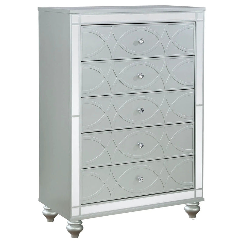Gunnison 5-drawer Bedroom Chest Silver Metallic by Unique Piece Furniture