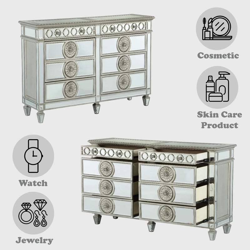 Varian - Mirrored Dresser - Silver by Unique Piece Furniture