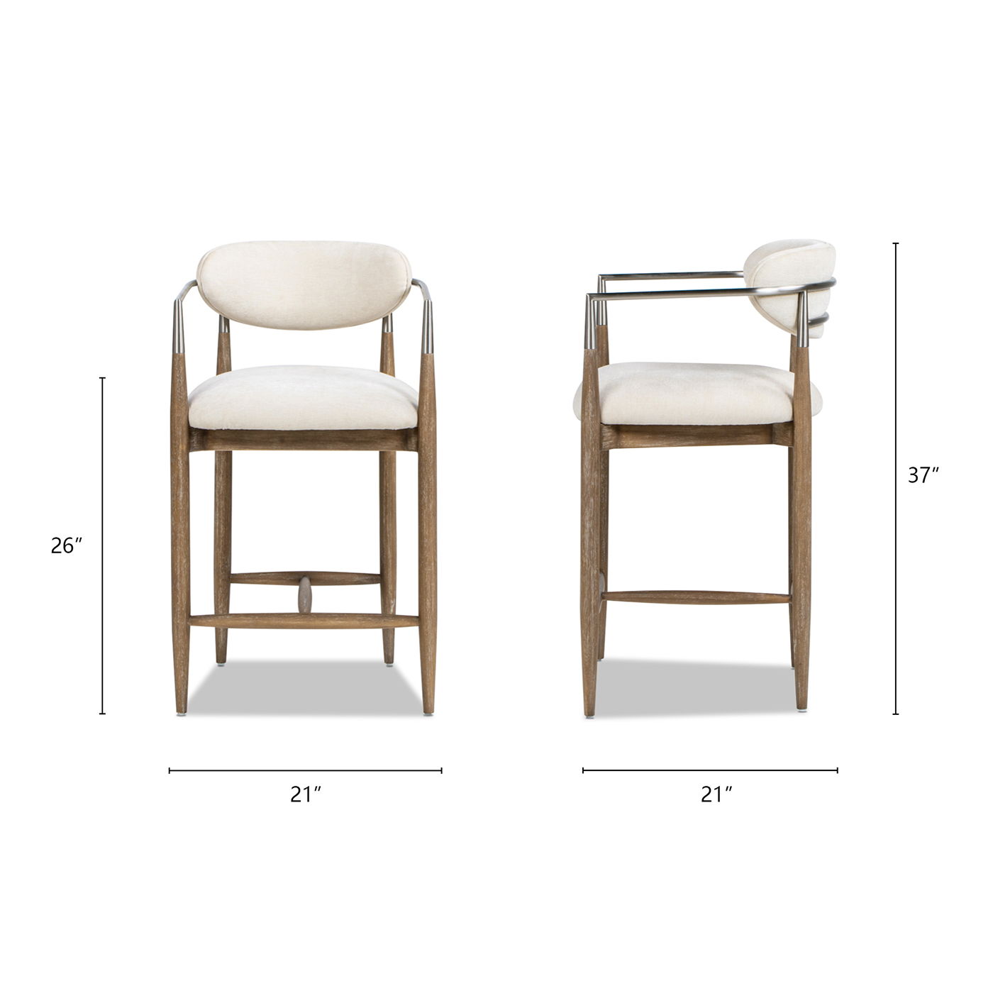 Artemis - Mixed Material Upholstered Counter Stool - Warm White by HouseOfZazla