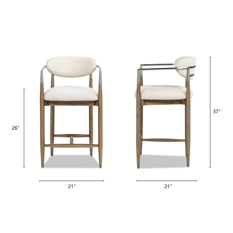 Artemis - Mixed Material Upholstered Counter Stool - Warm White by HouseOfZazla