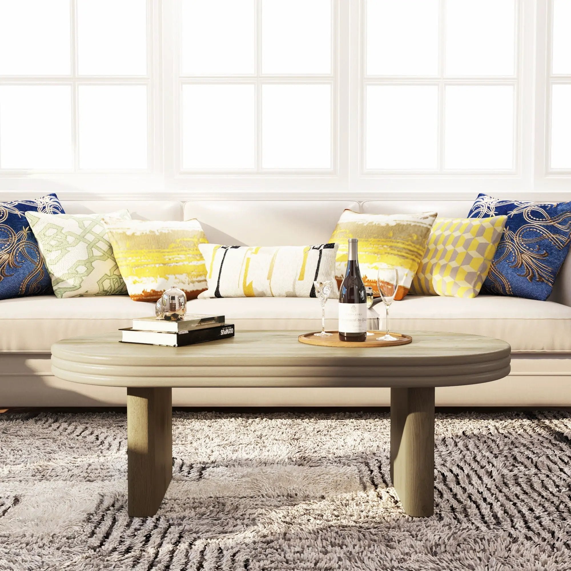Oval Fluted Coffee Table - Natural by Unique Piece Furniture