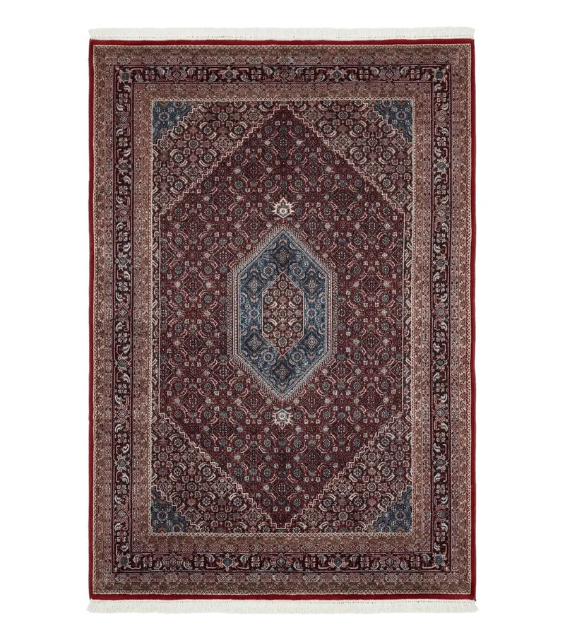 Indo Persian Bidjar Rug 6x9, Vintage Wool Handmade Carpet by Jewel Rugs