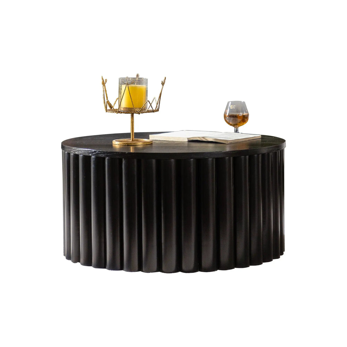 Round Coffee Table With Lift Handcrafted Relief by HouseOfZazla