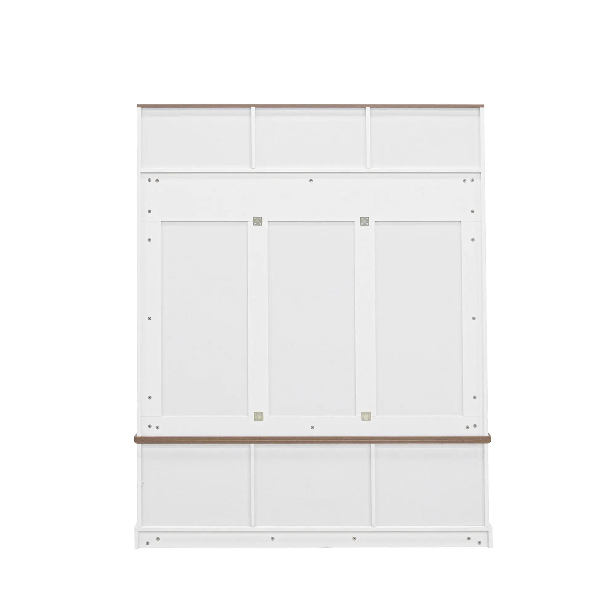 Hall Tree With Bench And Shoe Storage, 5 In 1 Entryway Organizer Cabinet With Coat Rack, 4 Shoe Cubbies & 7 Hooks - White by HouseOfZazla