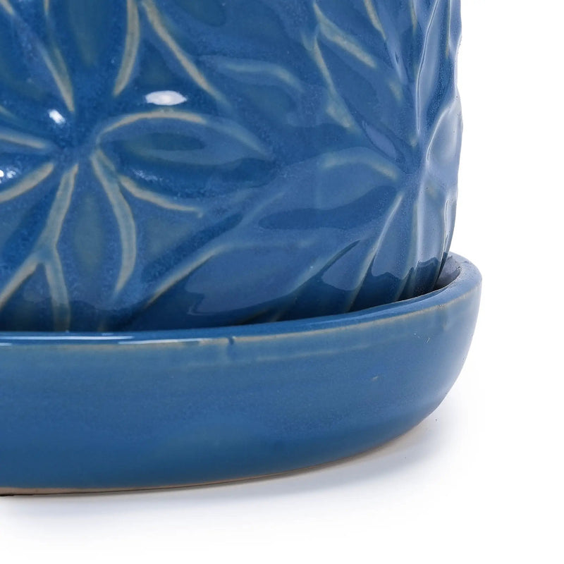 Set of 2 Ceramic Flowerpot, 7' Modern Planter for Patio, Garden, Windowsill - Navy Blue by HouseOfZazla