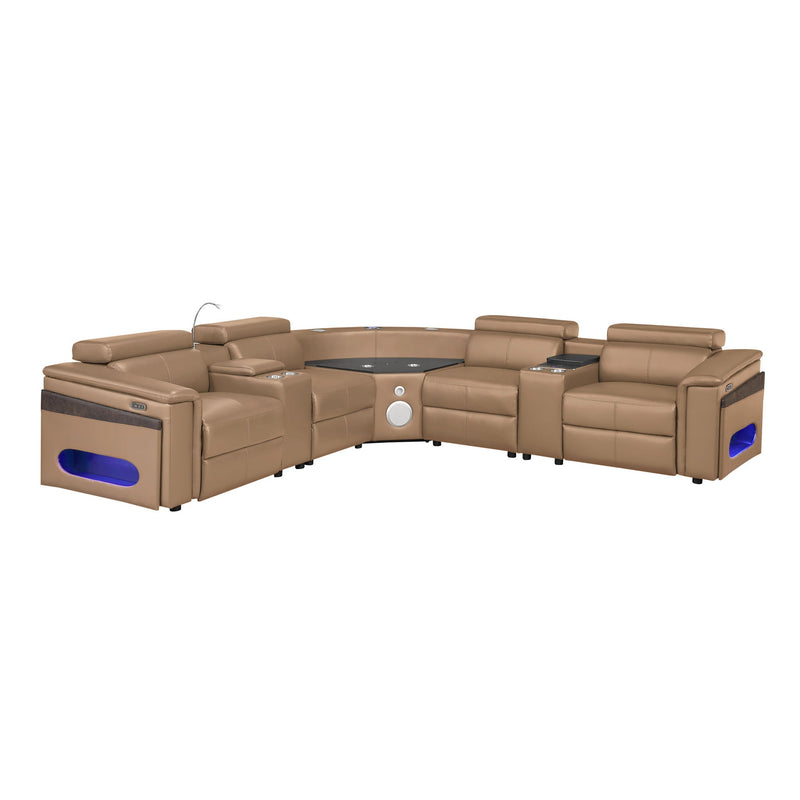 Nova - Sectional With Bluetooth Speaker, LED And Lifting Wine Cabinet by HouseOfZazla