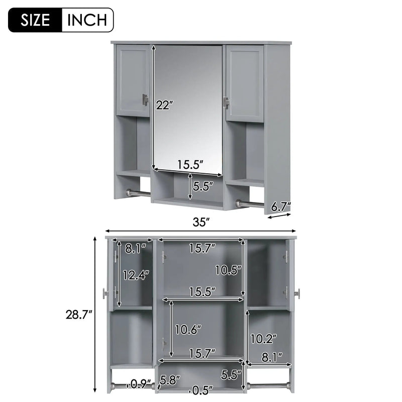 Wall Mounted Bathroom Storage Cabinet With Mirror, Medicine Cabinet With Towel Bar by Unique Piece Furniture