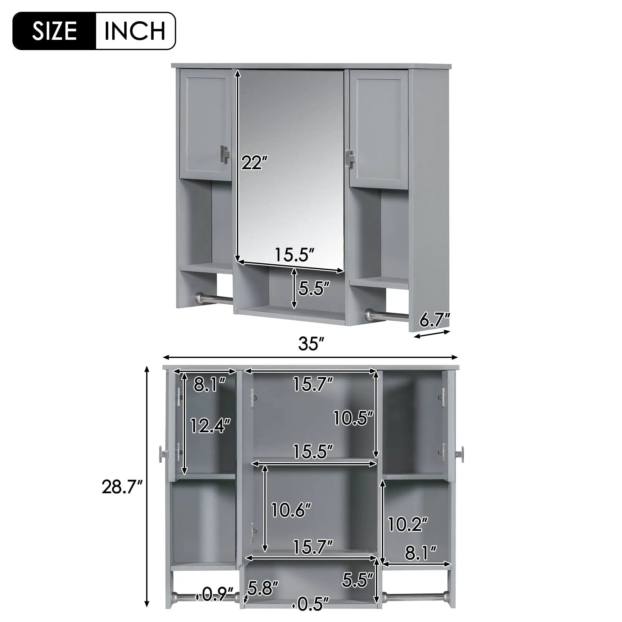 Wall Mounted Bathroom Storage Cabinet With Mirror, Medicine Cabinet With Towel Bar by Unique Piece Furniture
