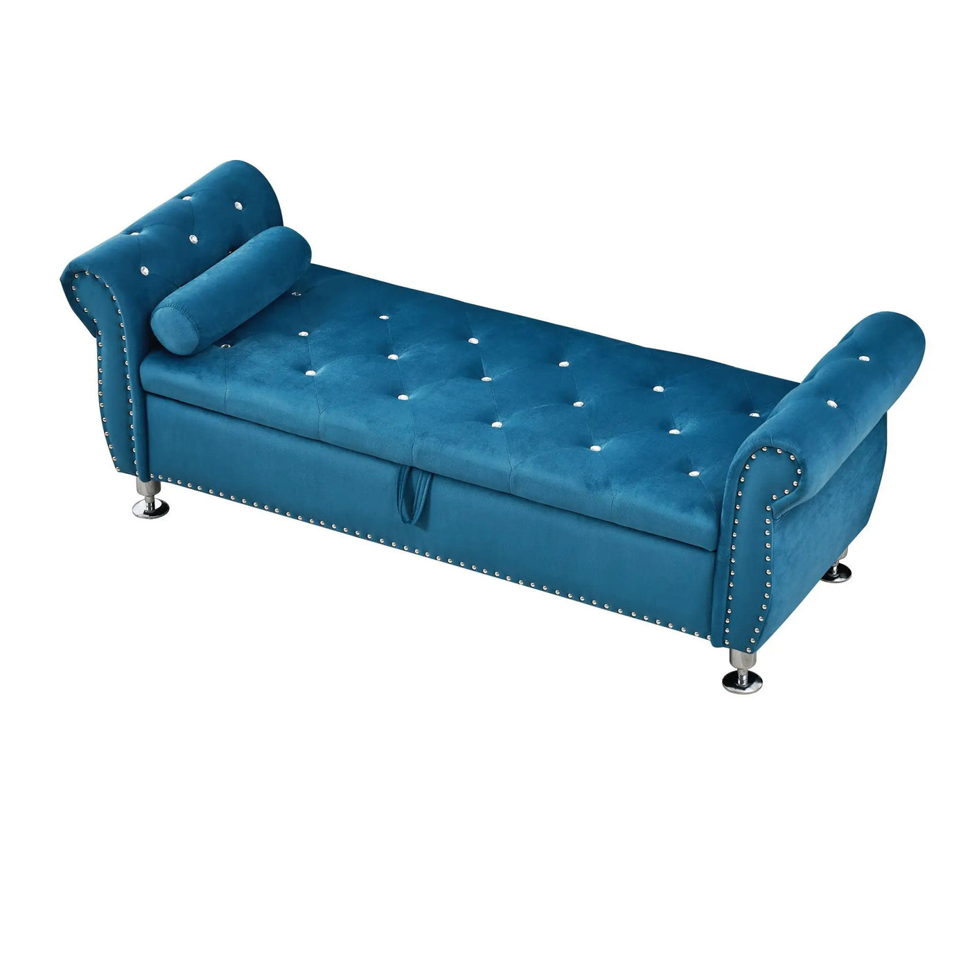 Storage Bench With Crystal Buttons And 1 Pillow For Bedroom by HouseOfZazla