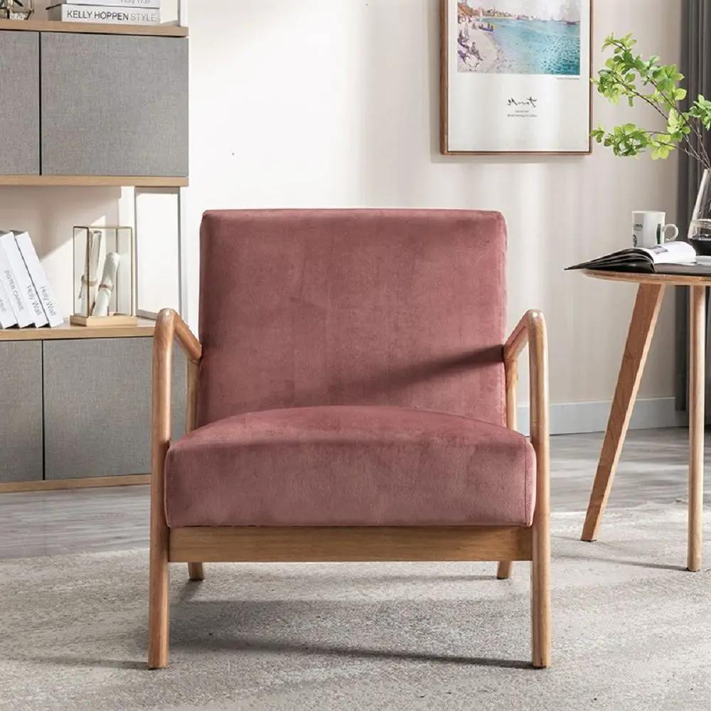 Classic Mid-Century Modern Accent Chairs, Open Framed Armchair With Cushioning by Unique Piece Furniture
