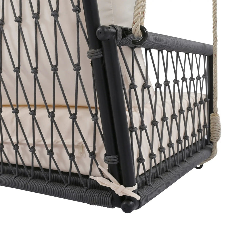 Outdoor Swing Sofa With Soft Cushions For Patio - Beige