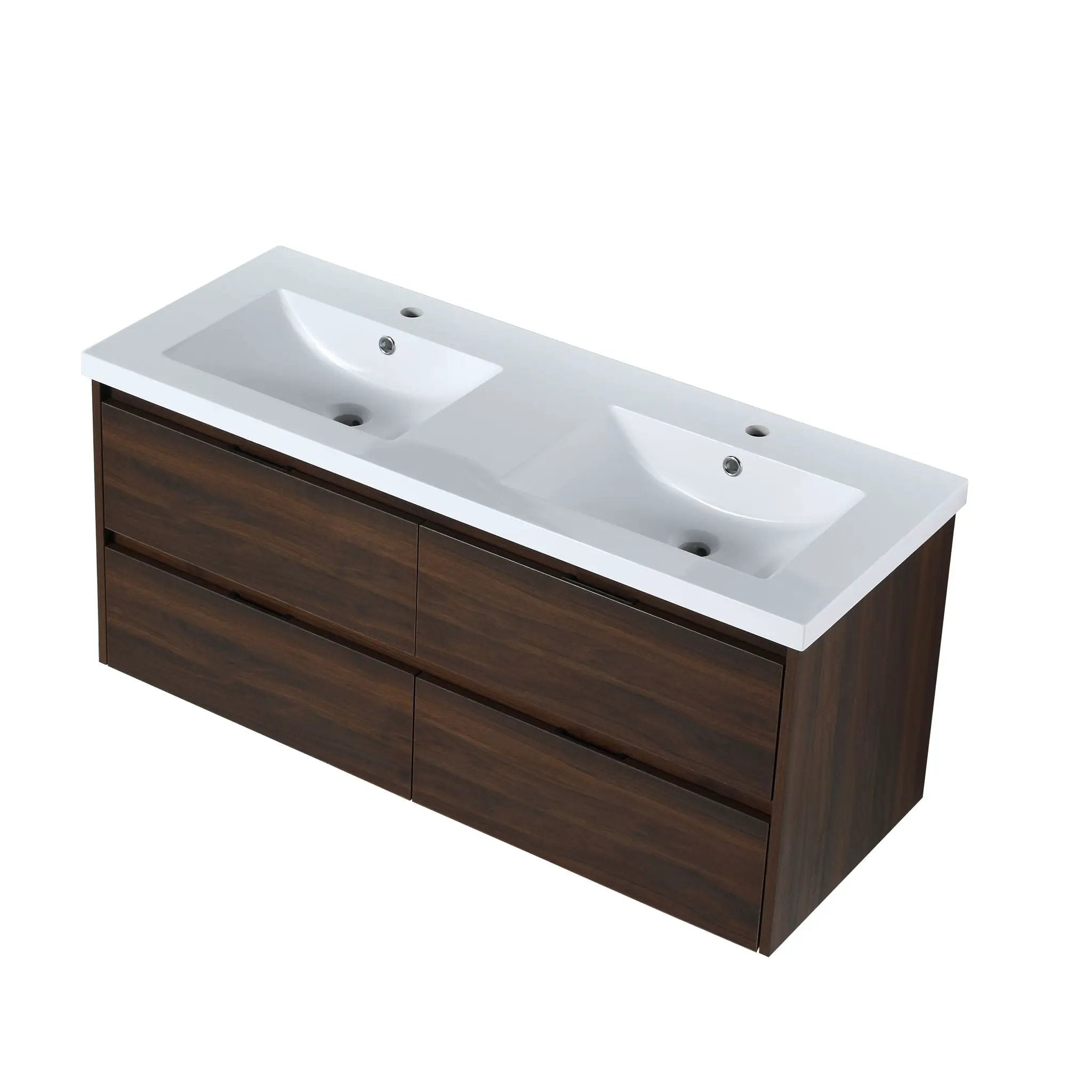 Modern Floating Bathroom Vanity With Dual Resin Sink, Soft Close Drawers by HouseOfZazla